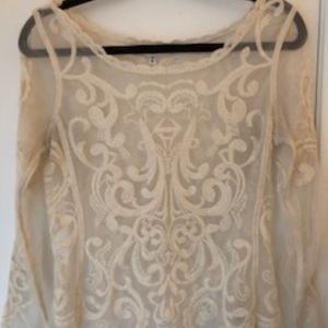 Express Transparent Embroidered Over-Blouse XS